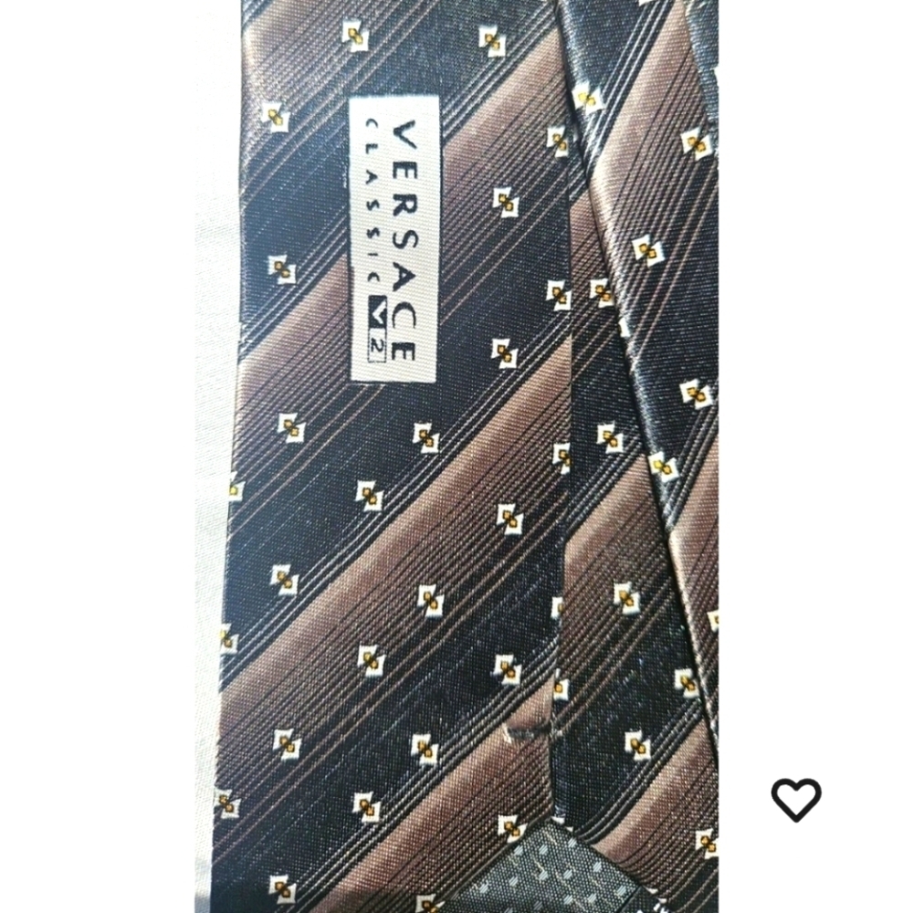 New Versace 100% Silk Men's Tie Made In Italy Rich Brown Pattern - Picture 2 of 6